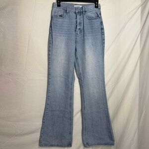 Pacific Sunwear High Rise Light Blue Flare/Bootcut Jeans Button Up Size 27